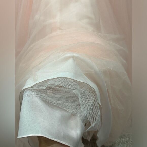 Gorgeous Blush Pink Princess Style Embellished Off-shoulder Tulle Ballgown - Picture 17 of 17